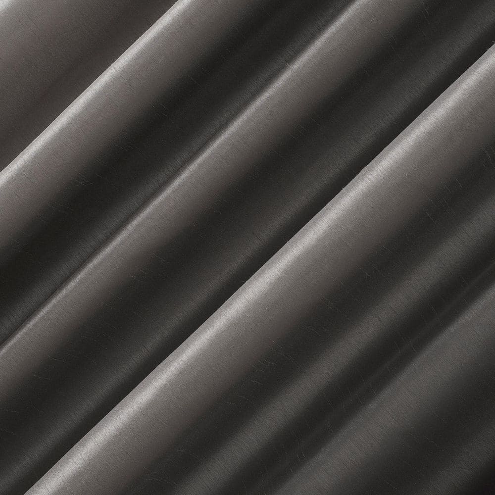 Gray Faux Silk Blackout Back Tab Curtain Panel, 50" x 84"