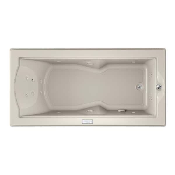 JACUZZI FUZION 70.7 in. x 35.4 in. Rectangular Whirlpool Bathtub with Right Drain in Oyster