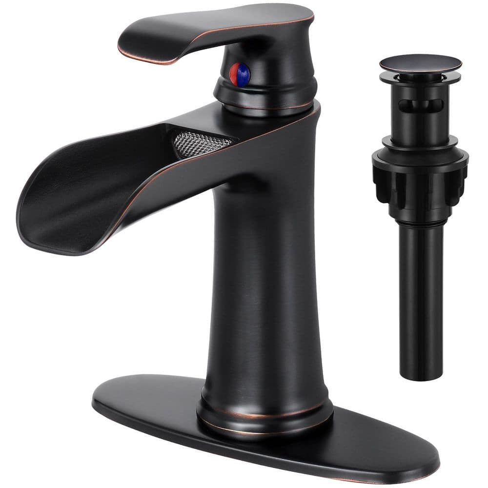 Single Handle Single Hole Waterfall Bathroom Faucet with Deckplate Included in Oil Rubbed Bronze price history on PriceWatchPro