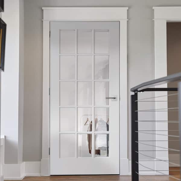 MMI DOOR 32 in. x 80 in. Left Handed Primed Composite Clear Glass