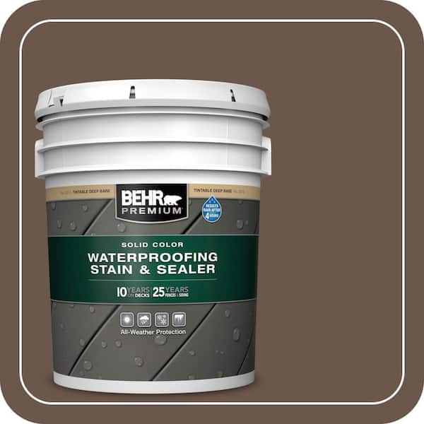 5 gal. #SC-201 English Brown Solid Color Waterproofing Exterior Wood Stain and Sealer