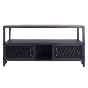 Blair 60.5 in. Dark Walnut and Sand Black TV Stand Fits TV's up to 70 in.