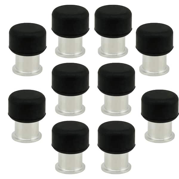 DSIX 2 in. Tall, 1-1/2 in. Dia Satin Stainless Steel Round Floor or Wall Mount Door Stop (10-Pack)