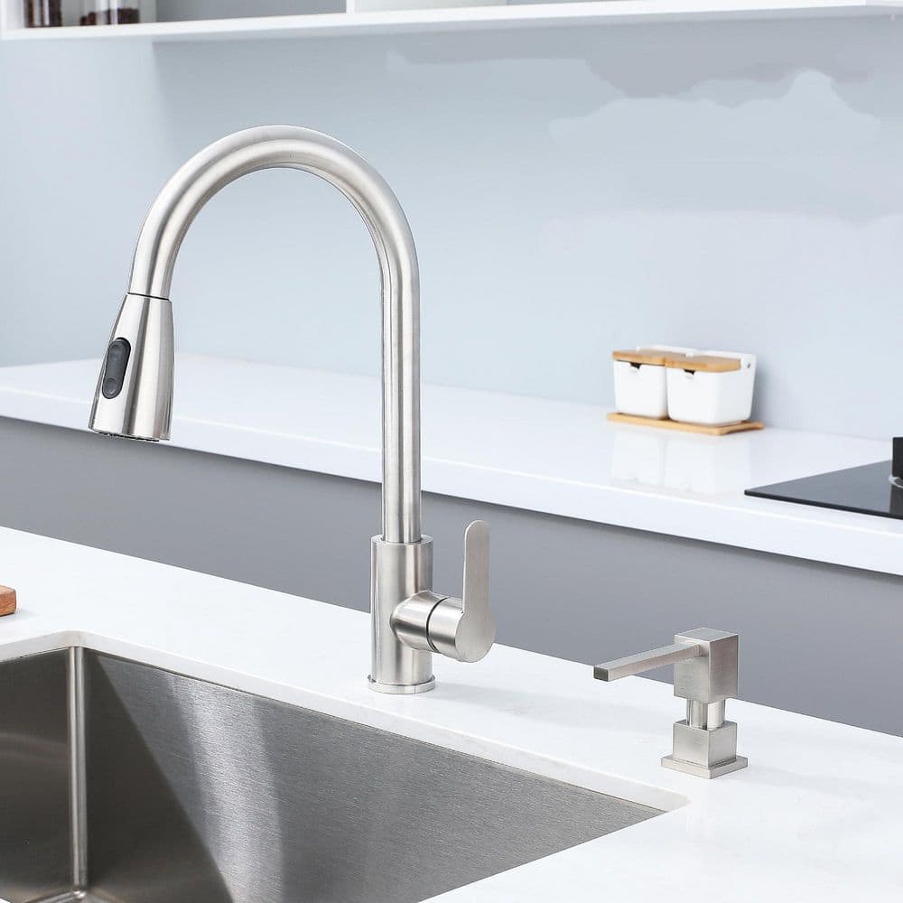 Brushed Nickel Kitchen Sink Soap Dispenser, All Brass Built In Construction, Metal Pump for Hand Soap and Dish Soap price history on PriceWatchPro