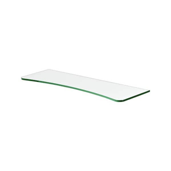 Dolle GLASSLINE 23.6 in. x 6/8 in. x 0.31 in. Clear Glass Concave Shelf without Brackets