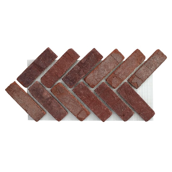 Old Mill Brick 28 in. x 12.5 in. x 0.5 in. Brickwebb Herringbone Riviera Thin Brick Sheets (Box of 5-Sheets)