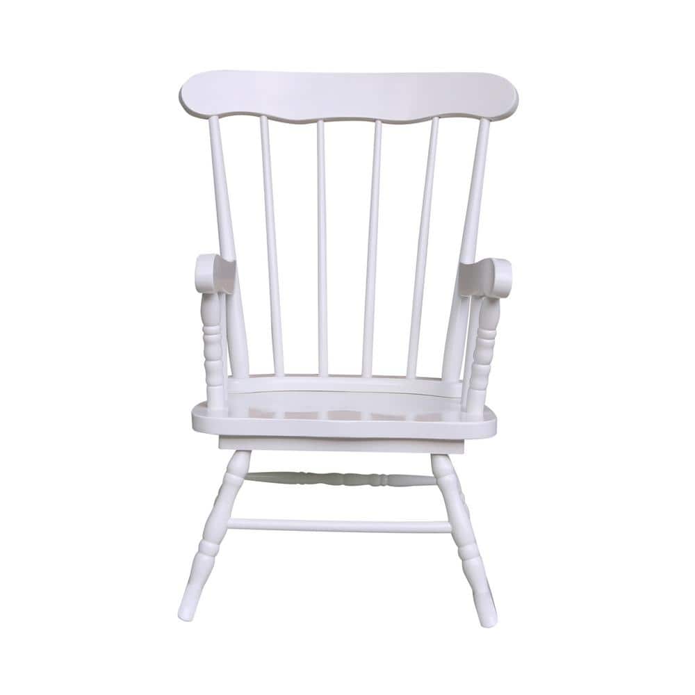 White Solid Wood Juvenile Rocker with Spindle Back