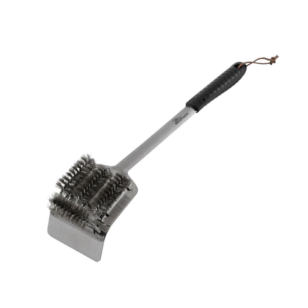 Extra-Long Stainless Steel Grill Brush and Coal Rake