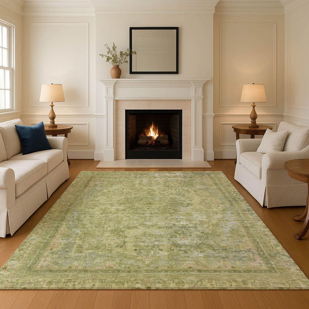 Mayfield Premium Machine Washable Abstract AMF1646 Cactus 8 ft. x 10 ft. Area Rug price history on PriceWatchPro