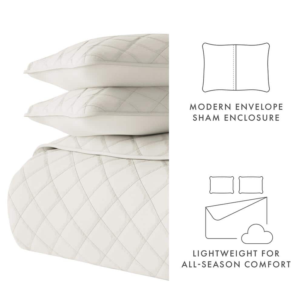 Natural Diamond Stitch Full Microfiber Quilt Set