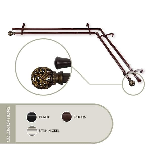 Rod Desyne Adora Corner Window 48 in. - 84 in., 13/16 in. Dia Double Curtain Rod in Cocoa