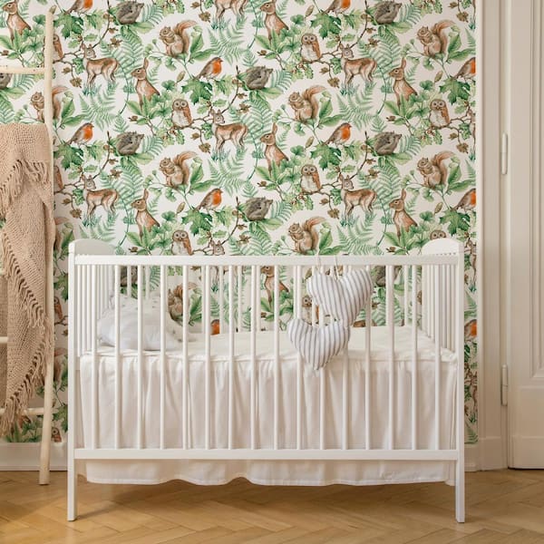 Woodland Animals Natural Wallpaper Sample