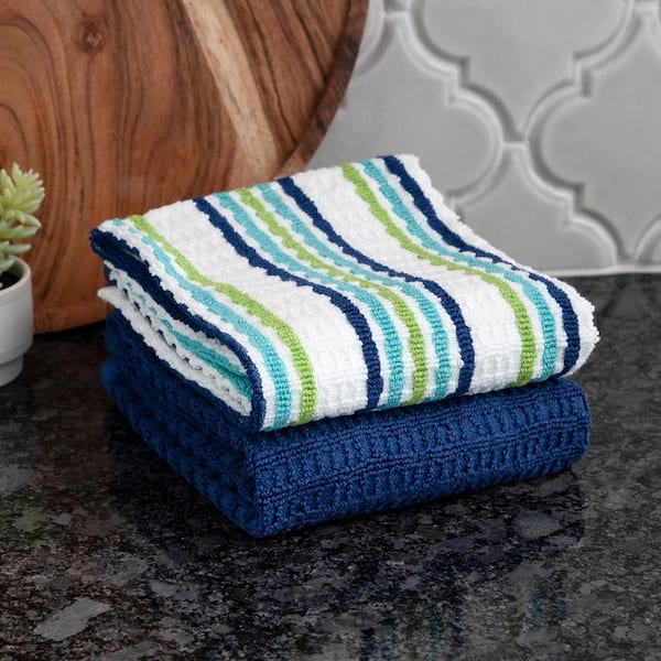 Cuisinart Blue & White Stripe Waffle-Knit Kitchen Towel, 2-Pack