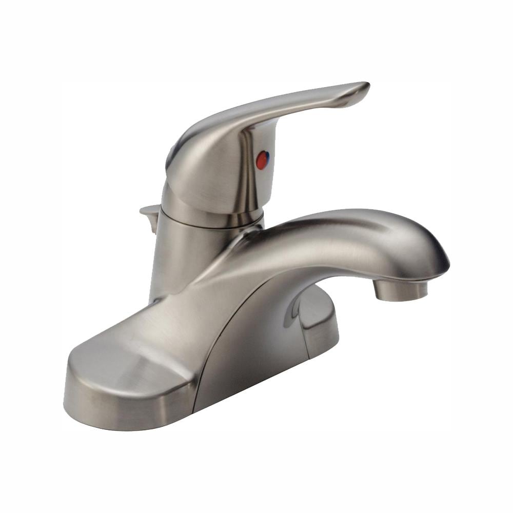 Delta Foundations 4 In Centerset Single Handle Bathroom Faucet In Brushed Nickel B510lf Ssppu Eco The Home Depot