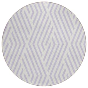 Chantille ACN550 Lavender 8 ft. x 8 ft. Round Machine Washable Indoor/Outdoor Geometric Area Rug
