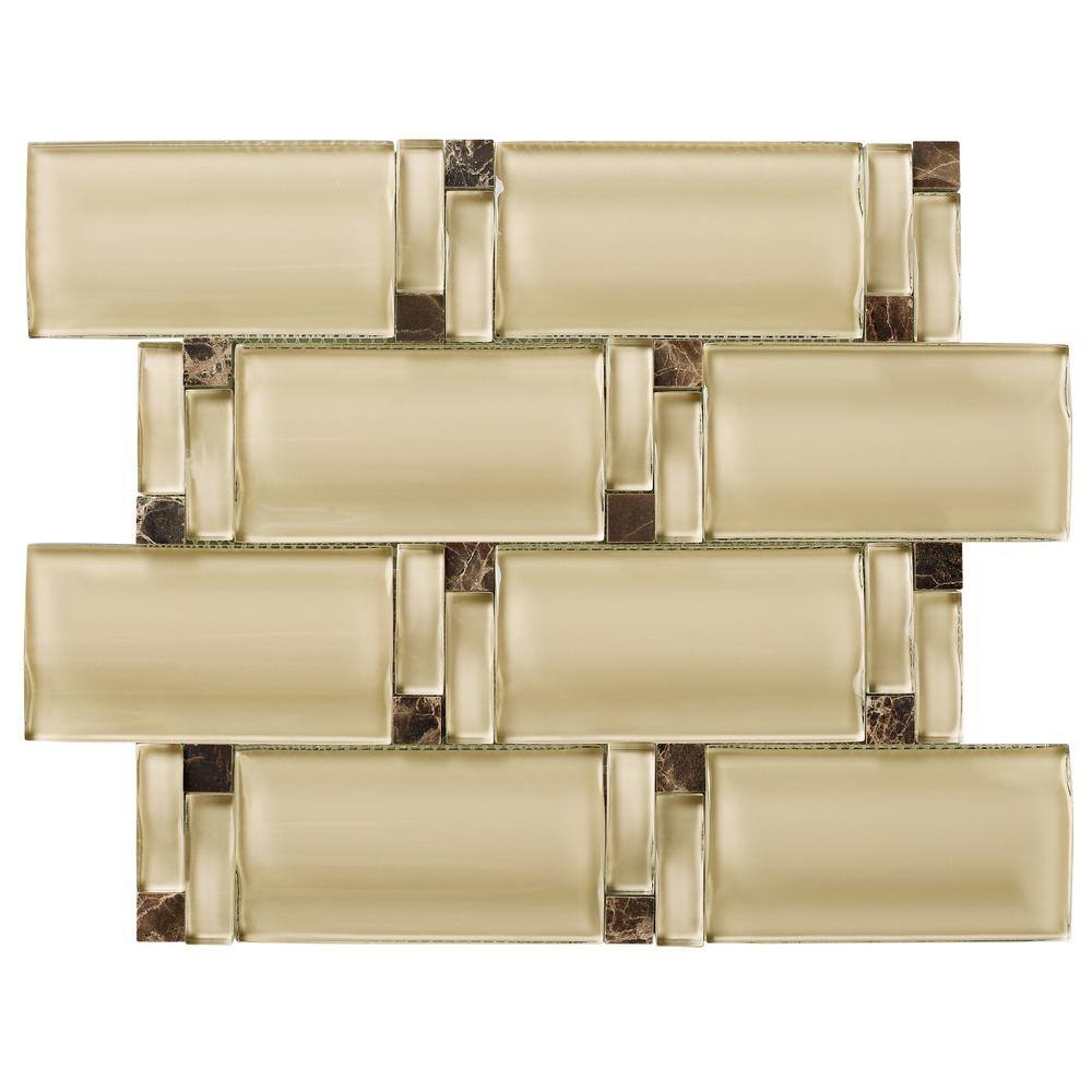 Bambo Beige 9.85 in. x 11.42 in. Brick Joint Glossy Glass Mosaic Tile (7.9 sq. ft./Case) price history on PriceWatchPro