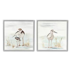 Sandpipers Among Beach Grasses Design By Patricia Pinto 2 Piece Framed Animal Art Print 12 in. x 12 in.