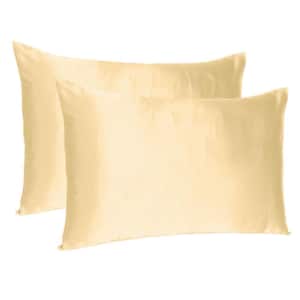 Amelia Pale Peach Solid Color Satin King Pillowcases (Set of 2)