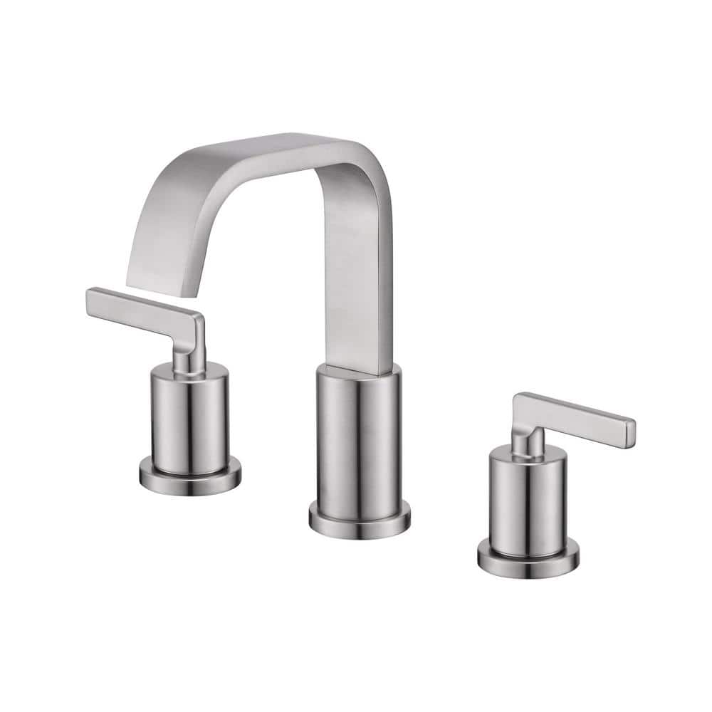 Brushed Nickel Widespread 2-Handle Bathroom Faucet with Drain Assembly