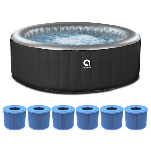 JLeisure Avenli 49" 3-Person Inflatable Round Hot Tub Spa & 6 Filter Cartridges for ECO Pump