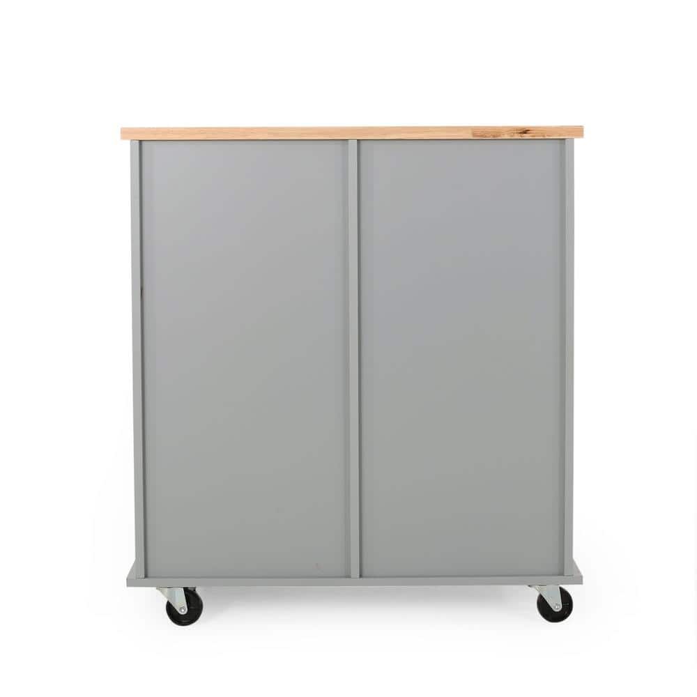 Contemporary Rectangular Kitchen Cart with Natural Wood Finish and Storage