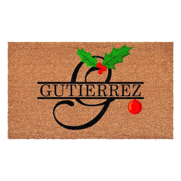 Calloway Mills Personalized Multi-Colored Christmas Holly 29 in. x 17 in. Indoor/Outdoor Doormat, Letter G
