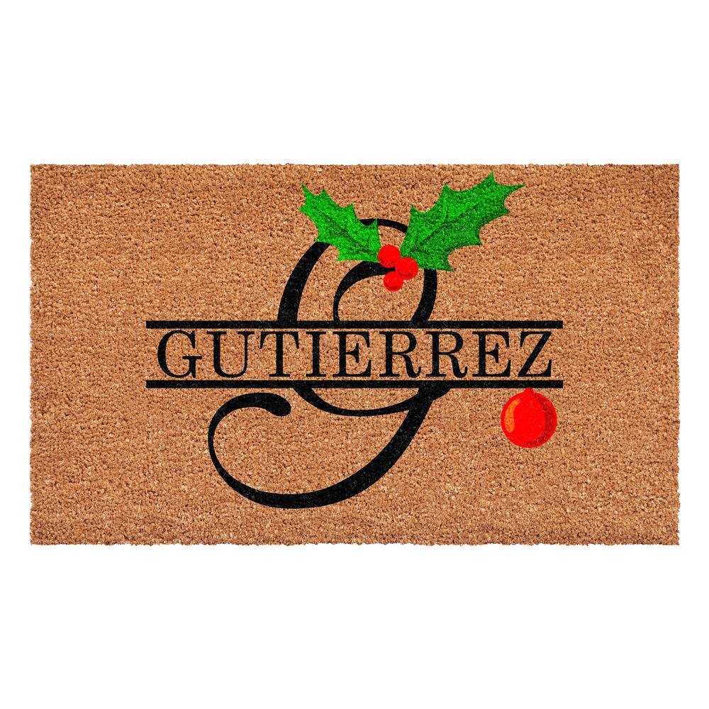 Christmas Holly 48 in. x 24 in. Coir Monogrammed Letter G Door Mat price history on PriceWatchPro