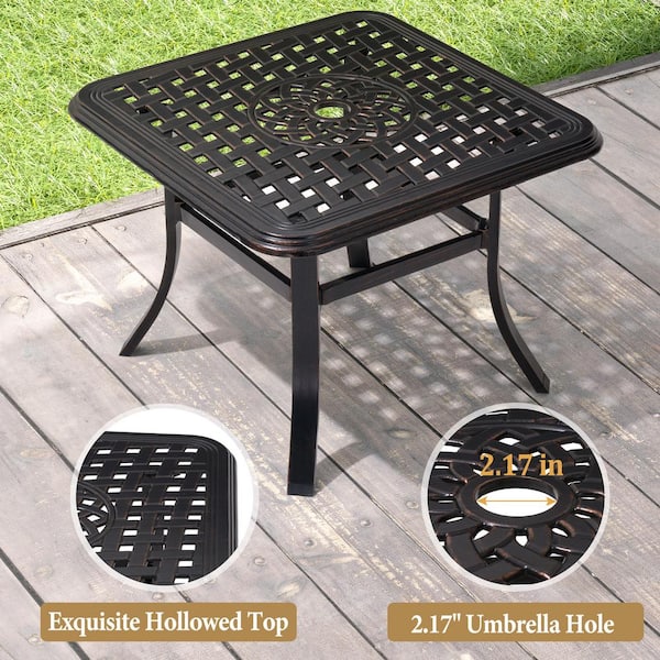 black and beige patio umbrella Market 8.5' Round Black & Natural White Stripe Outdoor Umbrella with Black  Base