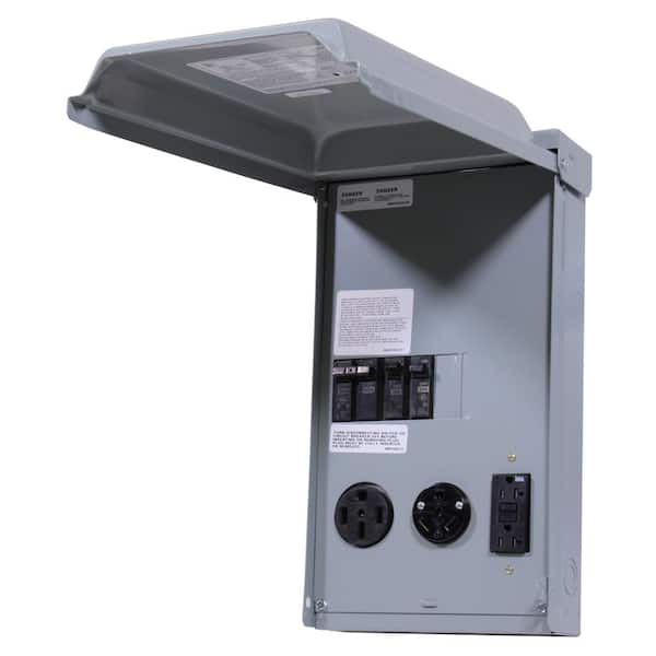 RV Panel with 50 Amp and 30 AMP RV Receptacles and a 20 Amp GFCI Receptacle