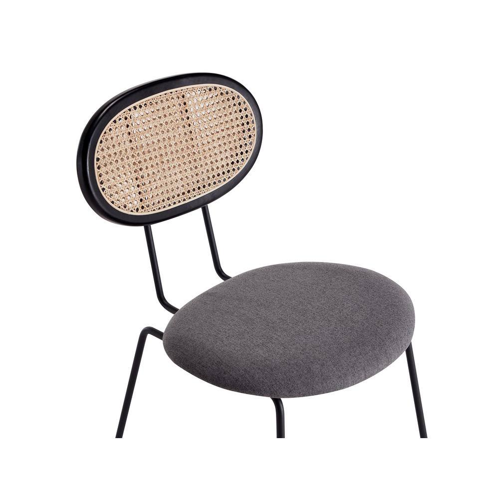 Jardin Black and Grey Ash Wood Dining Chairs with Cushions - Set of 2