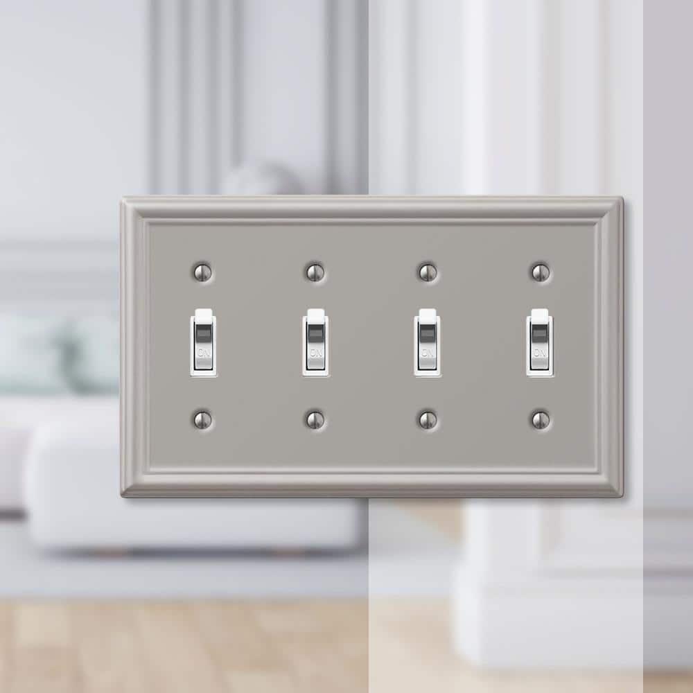 Brushed Nickel Quad Toggle Steel Wallplate