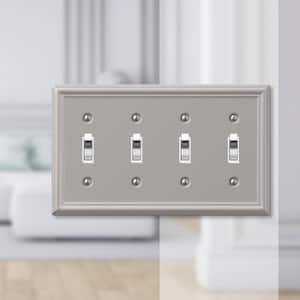 Ascher 4 Gang Toggle Steel Wall Plate - Brushed Nickel