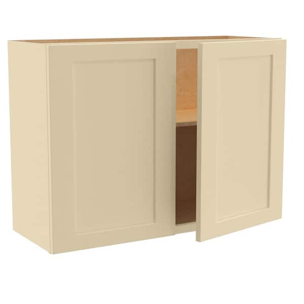 Home Decorators Collection Newport 33 in. W x 12 in. D x 24 in. H Assembled Plywood Wall Bridge Kitchen Cabinet in Blended Cream with Soft Close
