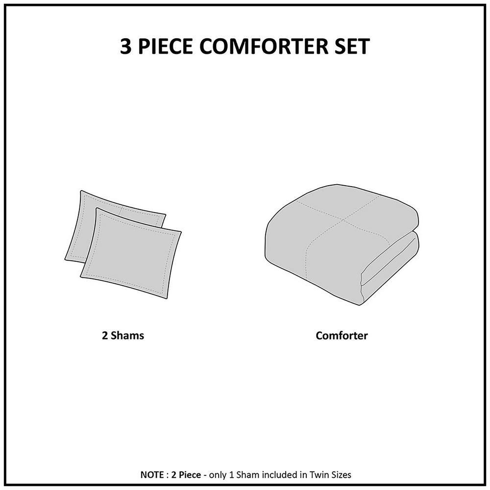 King Gray Cotton Reversible Comforter Set with Tufted Chenille