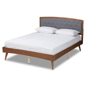 Baxton Studio Ines Dark Gray and Walnut Queen Platform Bed 156