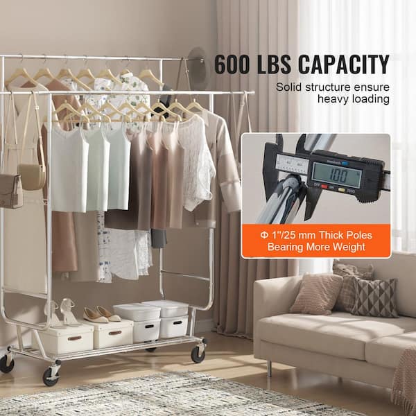 Clothing Rack with Shelves, Double Rods/Heavy Duty online Double Poles Coat Rack