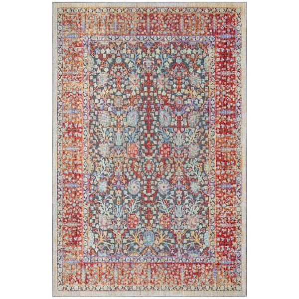 Provance 4 ft. x 6 ft. Red/Black Oriental Ornate Area Rug