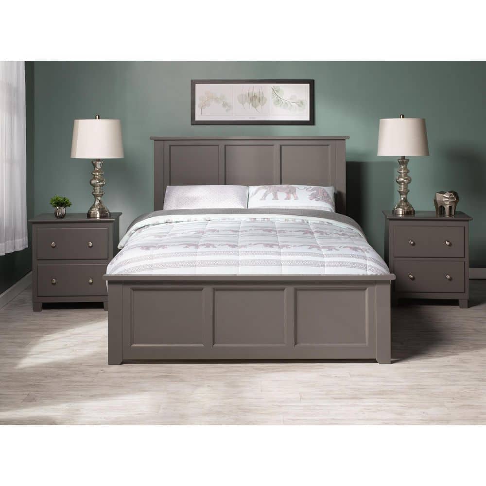 Madison Gray Solid Wood Full Platform Bed with Headboard