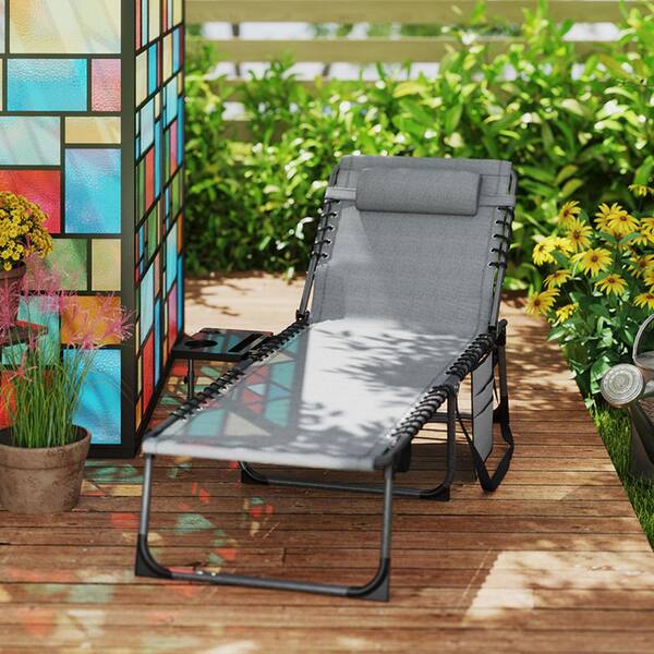 thumbnail image 2 of Outsunny Folding Lounge Chair - Adjustable Backrest With Headrest, Aluminum Frame 2 of 9