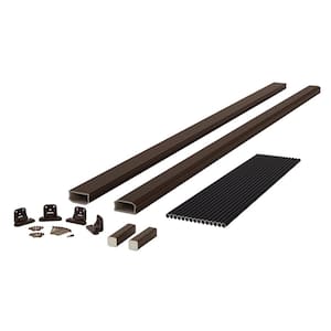BRIO 36 in. x 96 in. (Actual: 36 in. x 94 in.) Brown PVC Composite Stair Railing Kit w/Round Aluminum Black Balusters