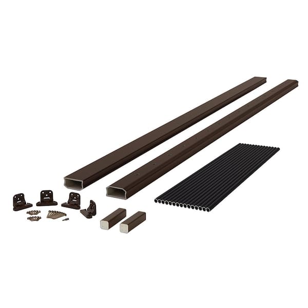 Fiberon BRIO 36 in. x 96 in. (Actual: 36 in. x 94 in.) Brown PVC Composite Stair Railing Kit w/Round Aluminum Black Balusters