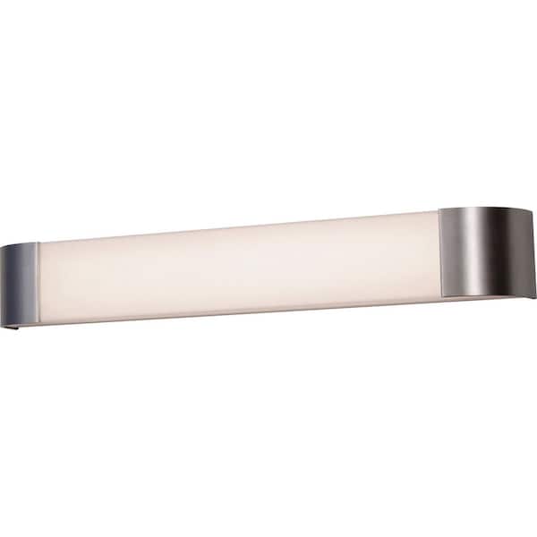 Allen 29.5 in. 1-Light Satin Nickel Vanity Light with White Acrylic Shade