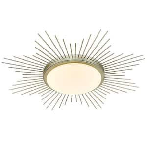 Kieran 24 in. 1-Light White Gold Opal Glass LED Flush Mount