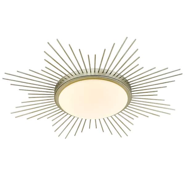 Golden Lighting Kieran 24 in. 1-Light White Gold Opal Glass LED Flush Mount