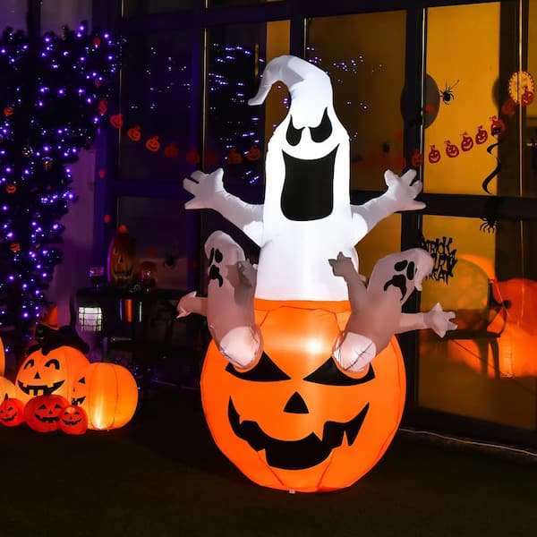 .com: HappySpot 6 Feet Pumpkin Ghost Halloween Inflatable Decorations  LED Light Skeleton Pumpkin Blow Up Yard Decoration Outdoor for Holiday  Party Lawn Garden : Everything Else