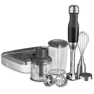 5-Speed Black Immersion Blender with Whisk and Chopper Attachments