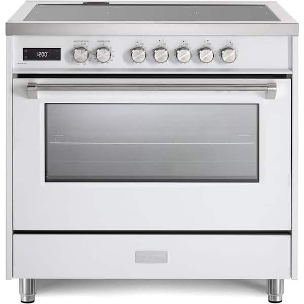 Ultima Collection Series 36 Inch Freestanding Single Oven Induction Range with 5 Induction Elements in White