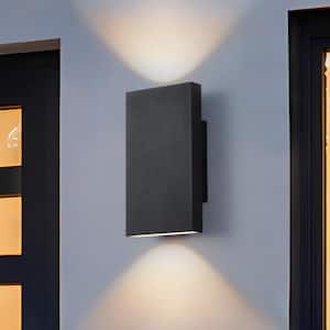 Barry 2-Light Modern Black Outdoor Integrated LED Wall Lantern Sconce