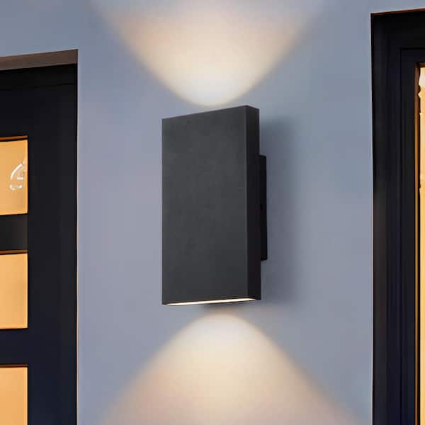 EDISLIVE Barry 2-Light Modern Black Outdoor Integrated LED Wall Lantern Sconce
