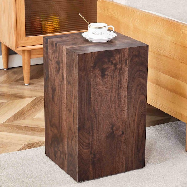 12 in. Walnut Square MDF Coffee Table with Wood Grain Texture Finish